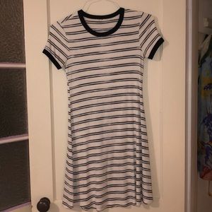 striped mini skater dress
